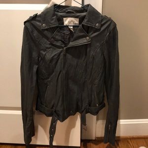 BAR III Gray Leather Jacket
